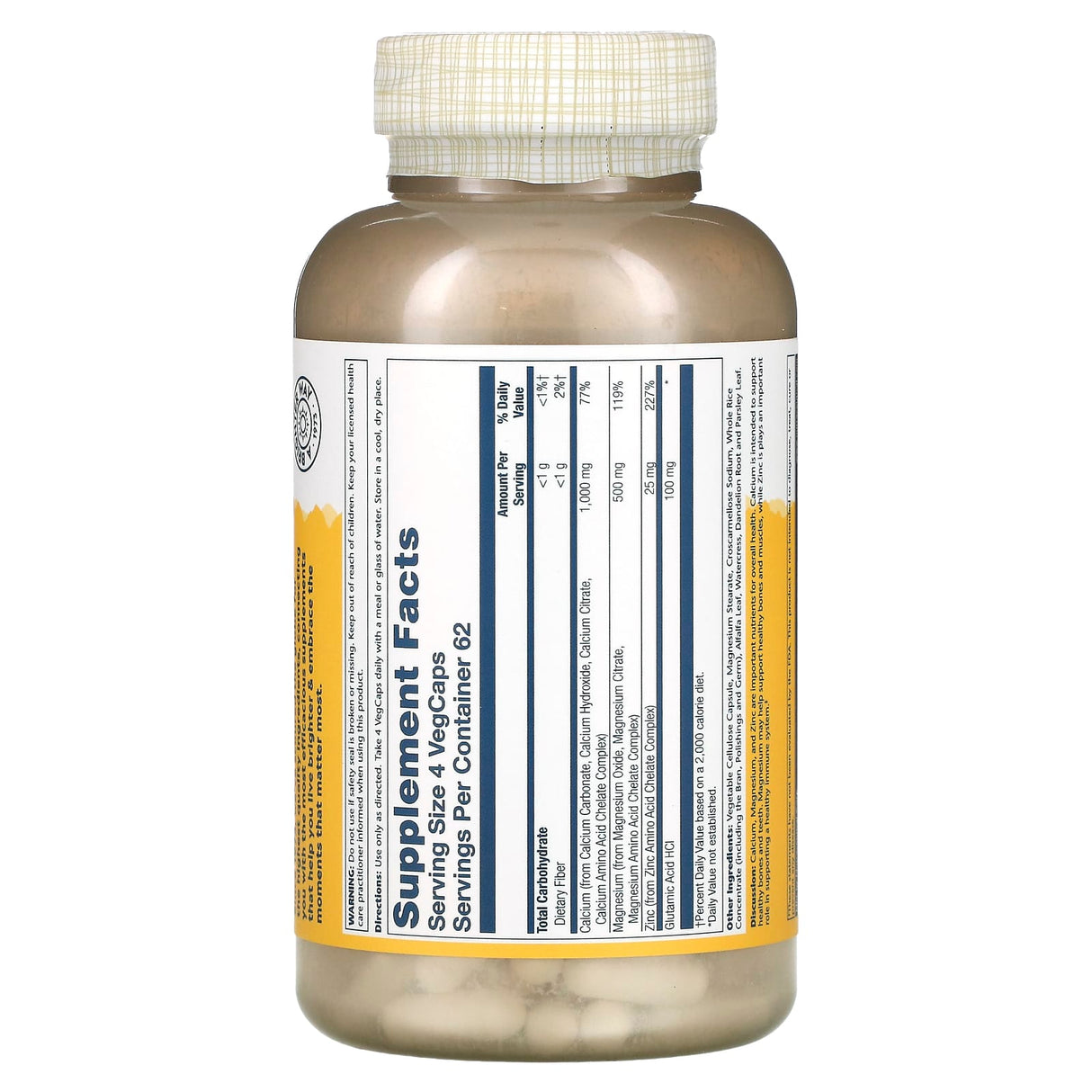 Solaray, Calcium Magnesium Zinc, 250 VegCaps - Supply Center USA