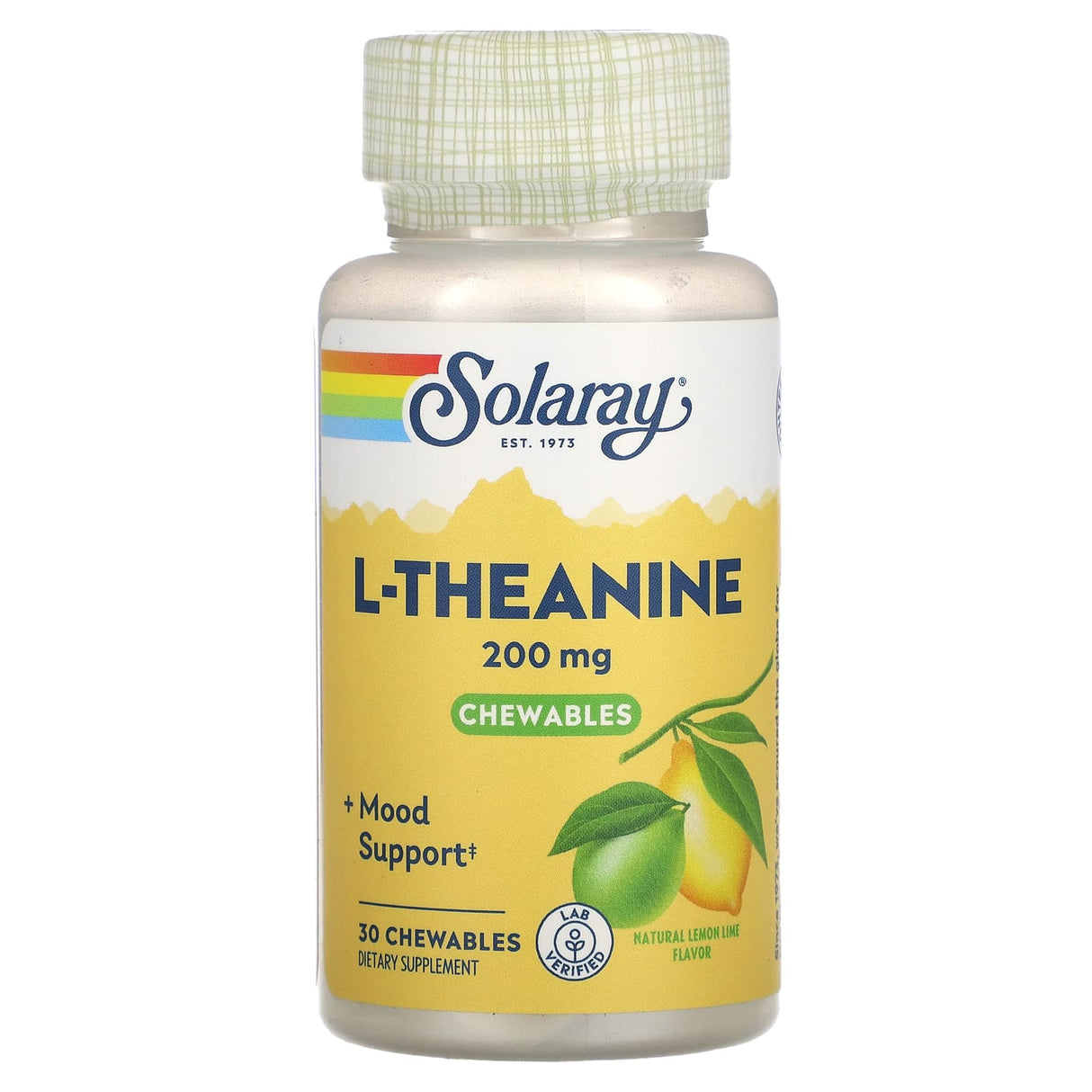 Solaray, L-Theanine, Natural Lemon-Lime, 200 mg, 30 Chewables - Supply Center USA