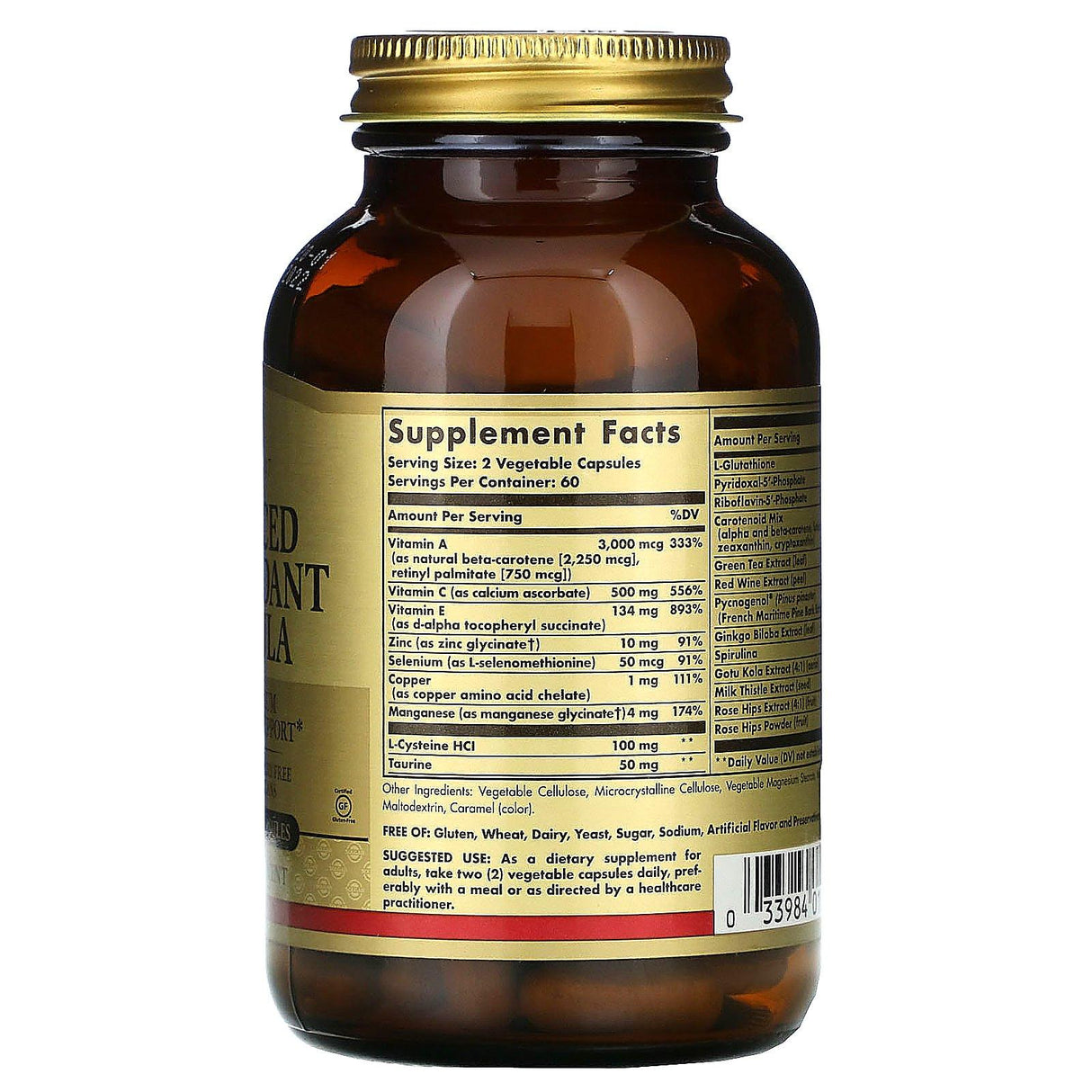 Solgar, Advanced Antioxidant Formula, 120 Vegetable Capsules - Supply Center USA