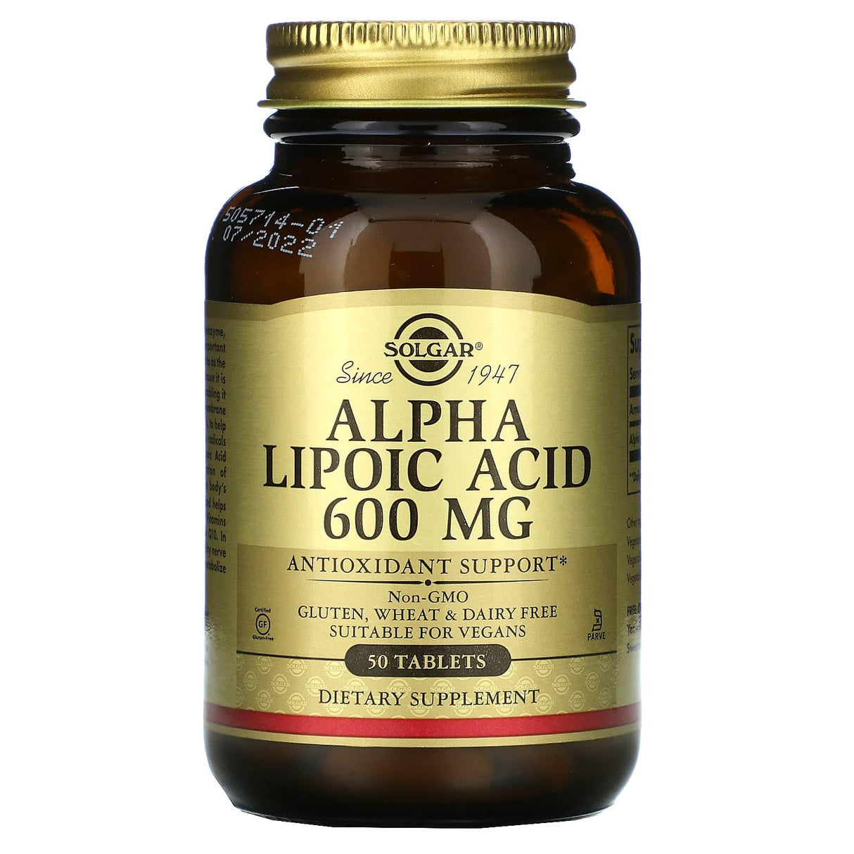 Solgar, Alpha Lipoic Acid, 600 mg, 50 Tablets - Supply Center USA