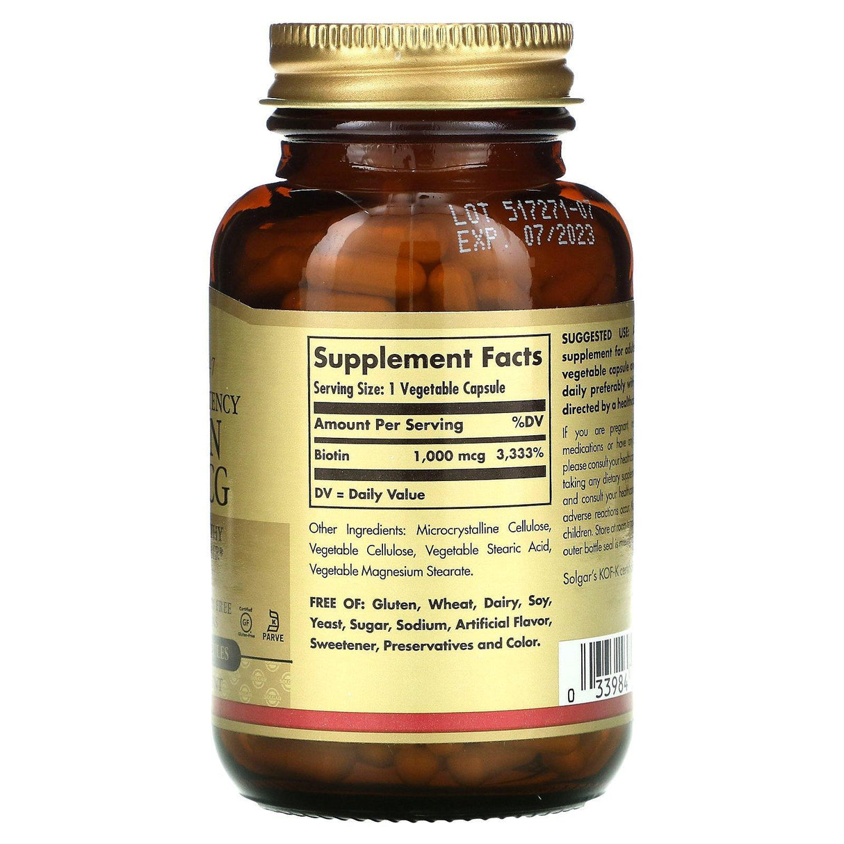 Solgar, Biotin, 1,000 mcg, 250 Vegetable Capsules - Supply Center USA