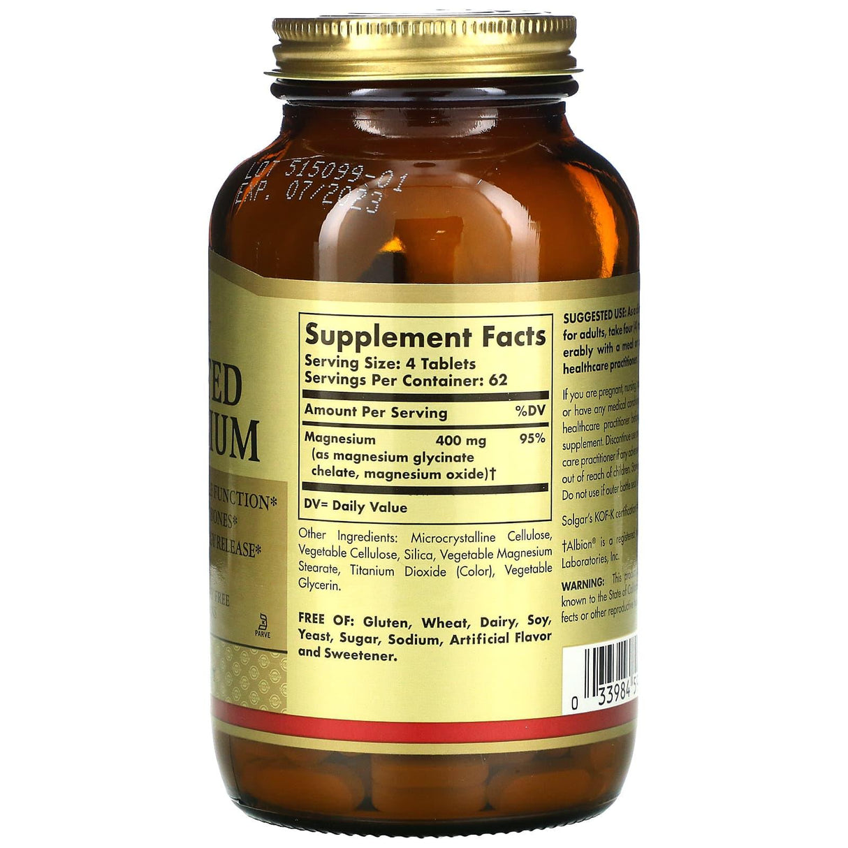 Solgar, Chelated Magnesium, 250 Tablets - Supply Center USA