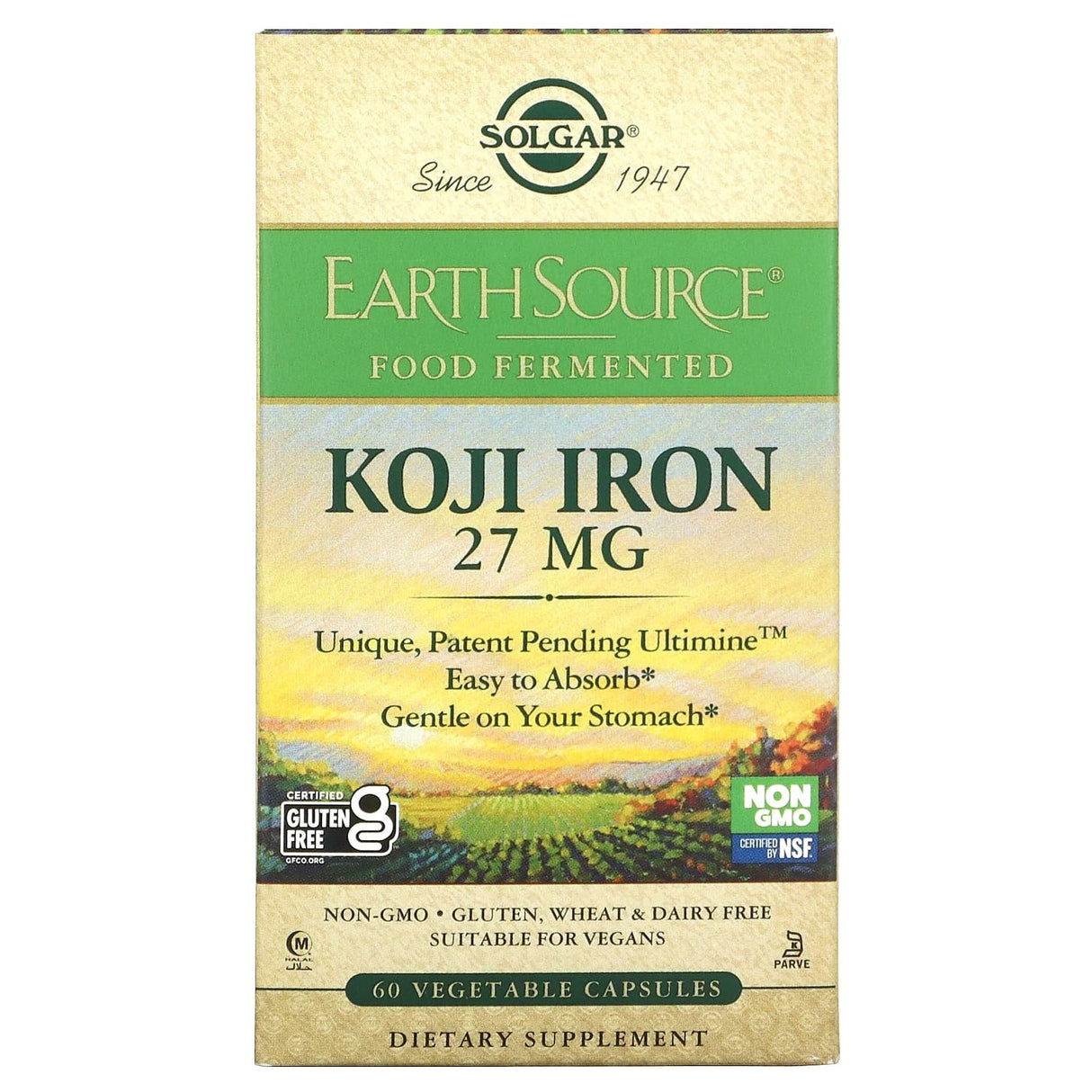 Solgar, EarthSource Food Fermented, Koji Iron, 27 mg, 60 Vegetable Capsules - Supply Center USA