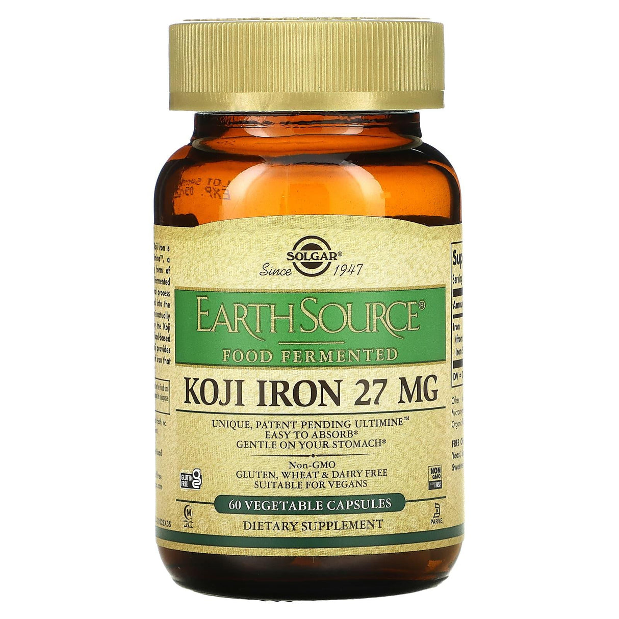 Solgar, EarthSource Food Fermented, Koji Iron, 27 mg, 60 Vegetable Capsules - Supply Center USA