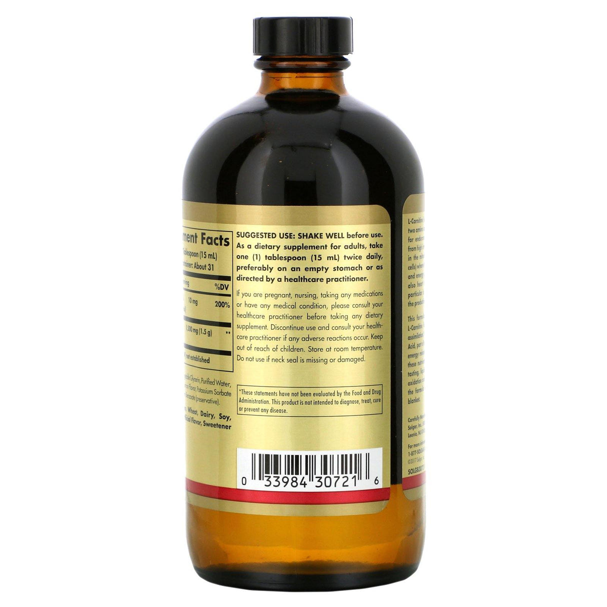 Solgar, L-Carnitine, Natural Lemon, 1,500 mg, 16 fl oz (473 ml) - Supply Center USA