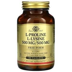 Solgar, L-Proline & L-Lysine, 90 Tablets - Supply Center USA