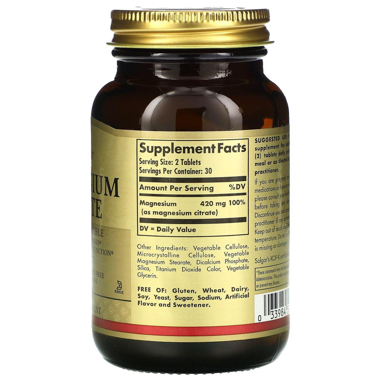 Solgar, Magnesium Citrate, 60 Tablets - Supply Center USA