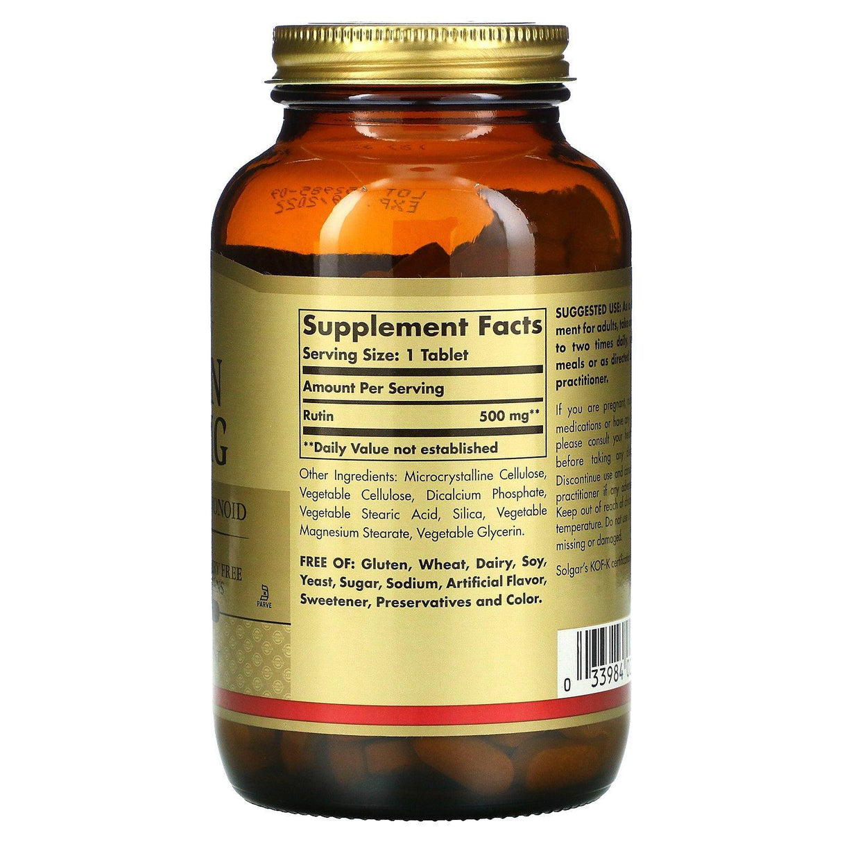 Solgar, Rutin, 500 mg, 250 Tablets - Supply Center USA