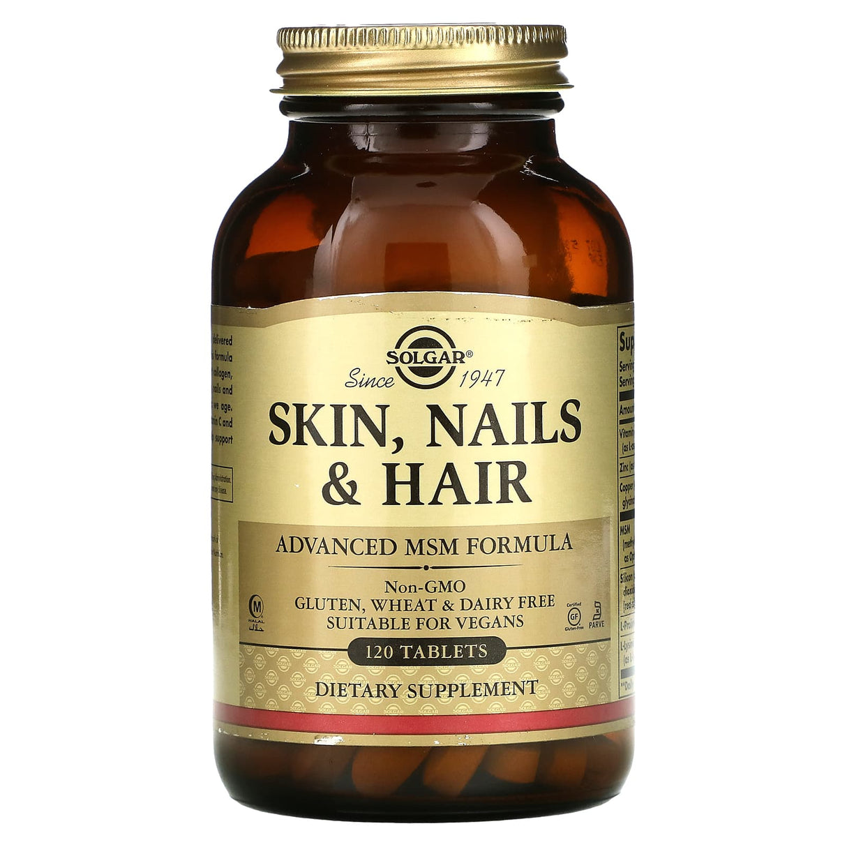 Solgar, Skin, Nails & Hair, Advanced MSM Formula, 120 Tablets - Supply Center USA