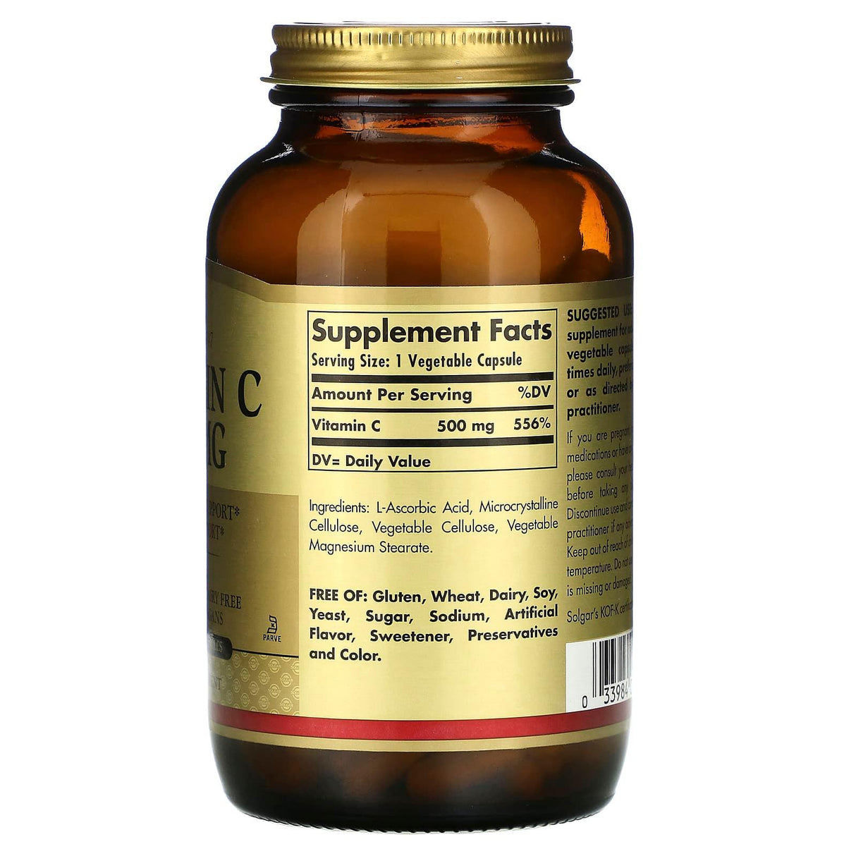 Solgar, Vitamin C, 500 mg, 250 Vegetable Capsules - Supply Center USA