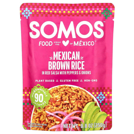 Somos, Mexican Brown Rice In Red Salsa With Peppers & Onions, 8.8 oz (250 g) - Supply Center USA