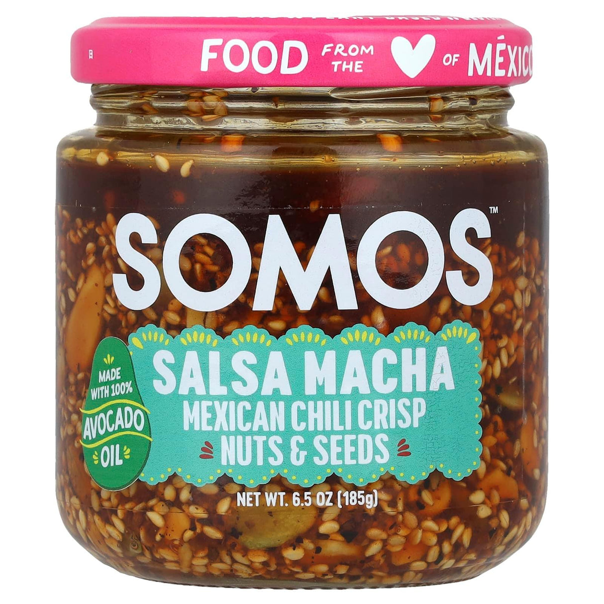 Somos, Salsa Macha, Mexican Chili Crisp, Nuts & Seeds, Medium, 6.5 oz (185 g) - Supply Center USA