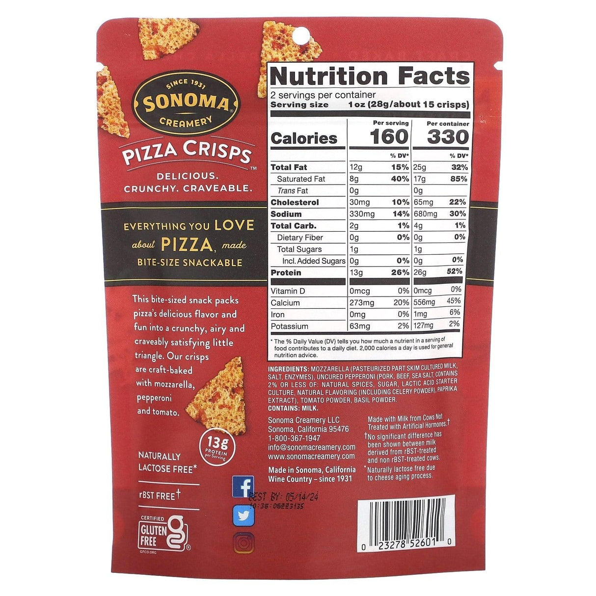 Sonoma Creamery, Pizza Crisps, Tomato Basil, 2 oz (57 g) - Supply Center USA