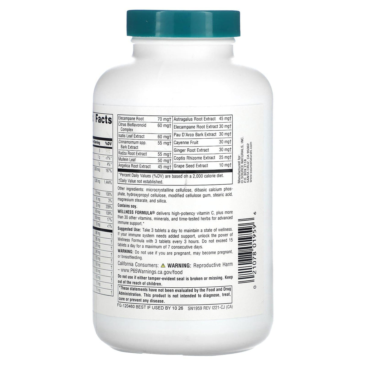 Source Naturals, Wellness Formula, Advanced Immune Support, 180 Tablets - Supply Center USA