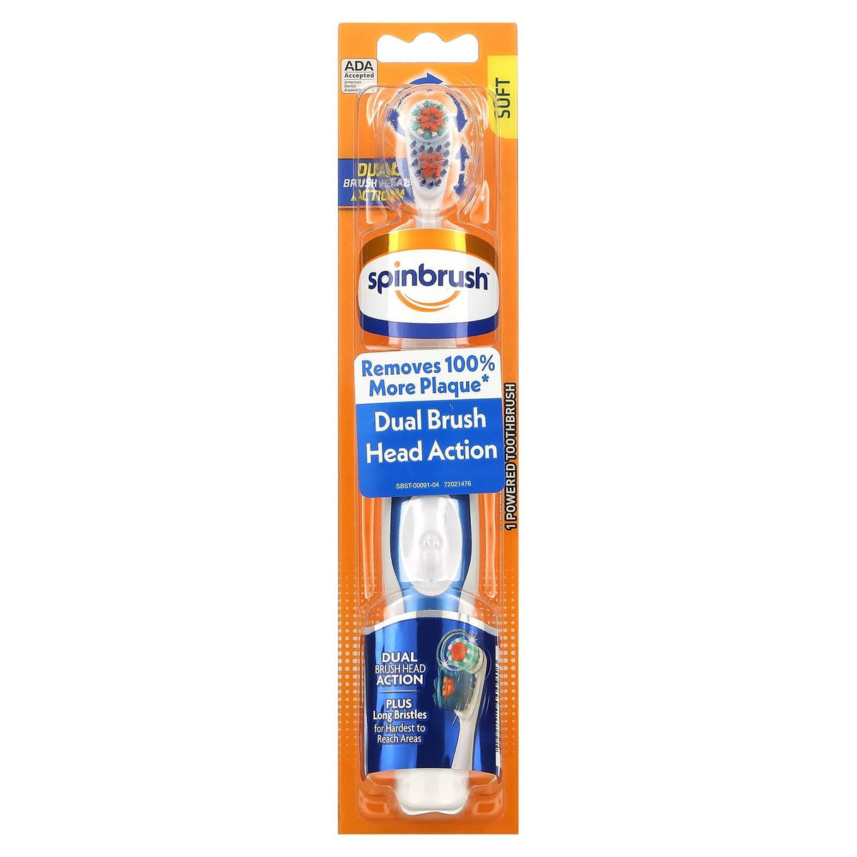 Spinbrush, Dual Brush Action Head, Powered Toothbrush, Soft, 1 Toothbrush - Supply Center USA