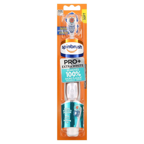 Spinbrush, Pro+ Extra White, Powered Toothbrush, Soft, 1 Toothbrush - Supply Center USA