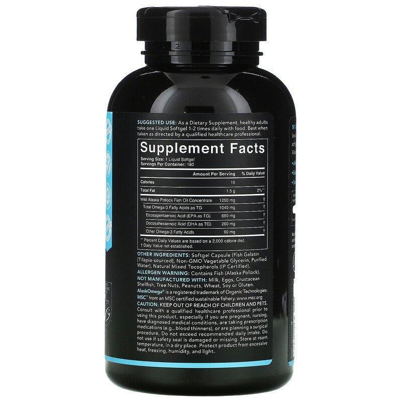 Sports Research, Omega-3 Fish Oil, Triple Strength, 1,250 mg, 180 Softgels - Supply Center USA