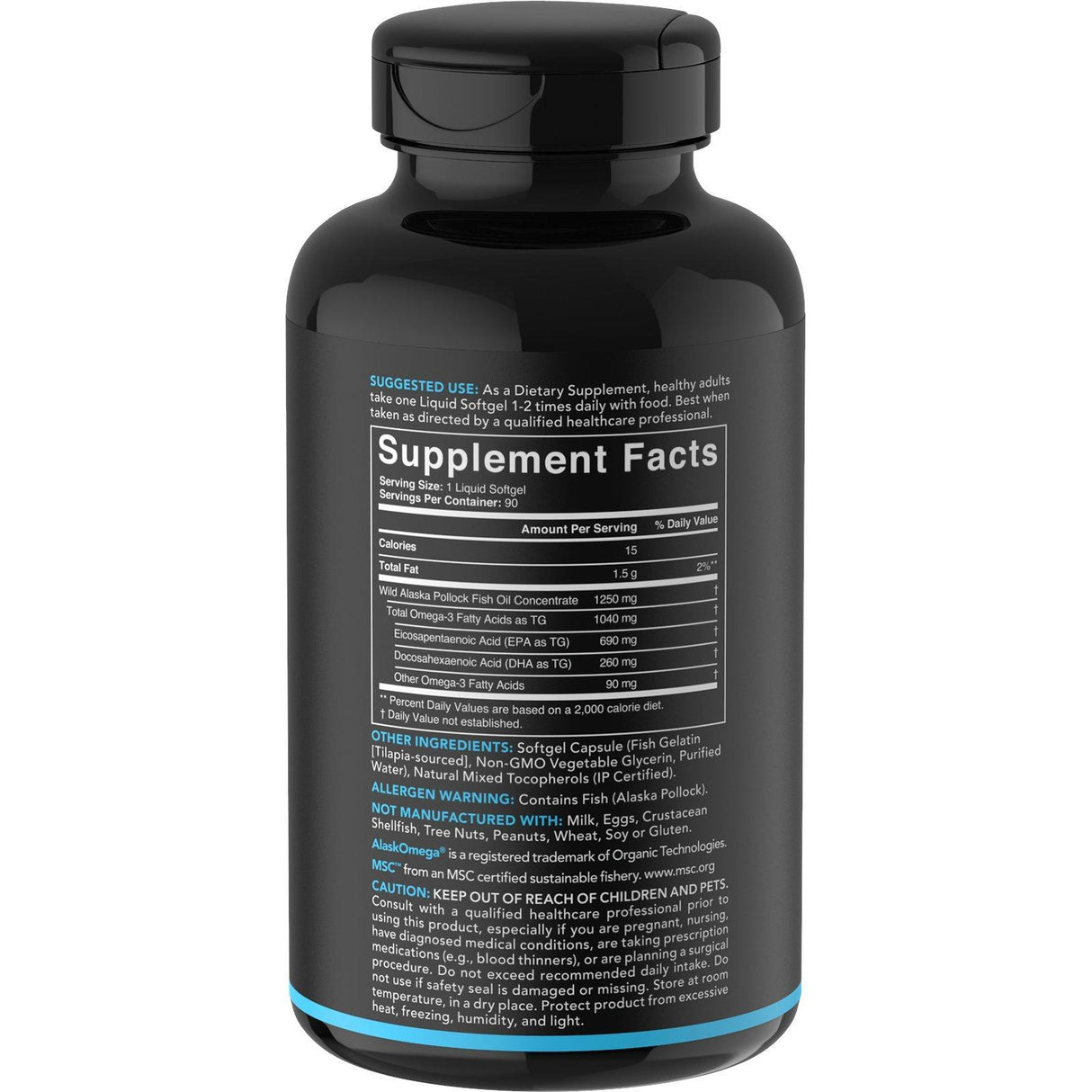 Sports Research, Omega-3 Fish Oil, Triple Strength, 1,250 mg, 90 Softgels - Supply Center USA