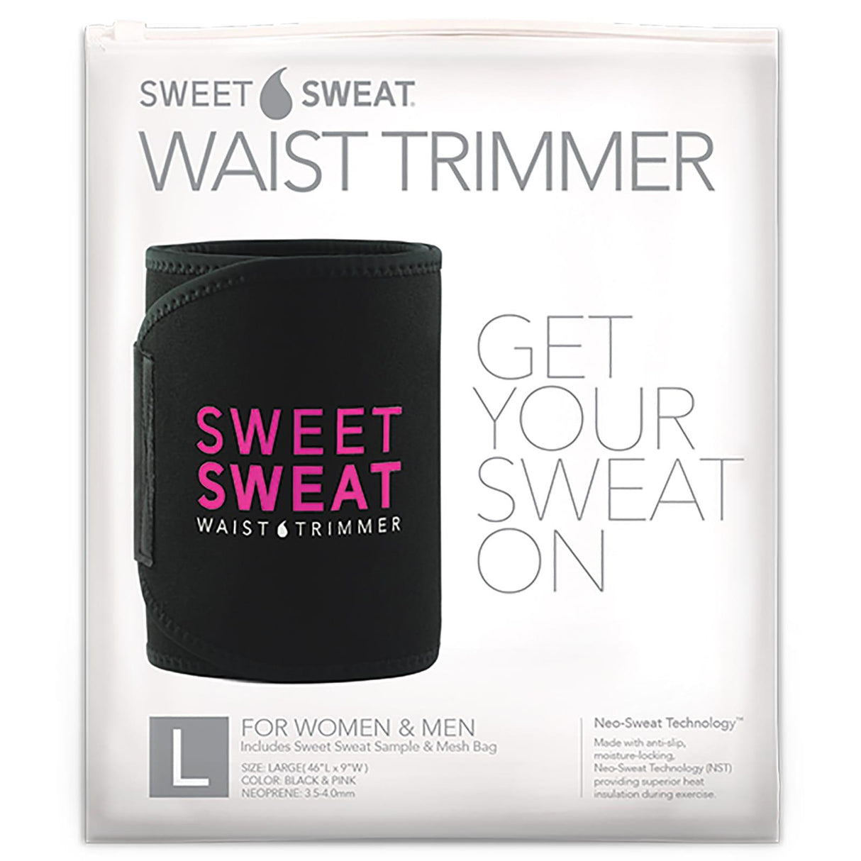 Sports Research, Sweet Sweat Waist Trimmer, Large, Black & Yellow, 1 Belt - Supply Center USA