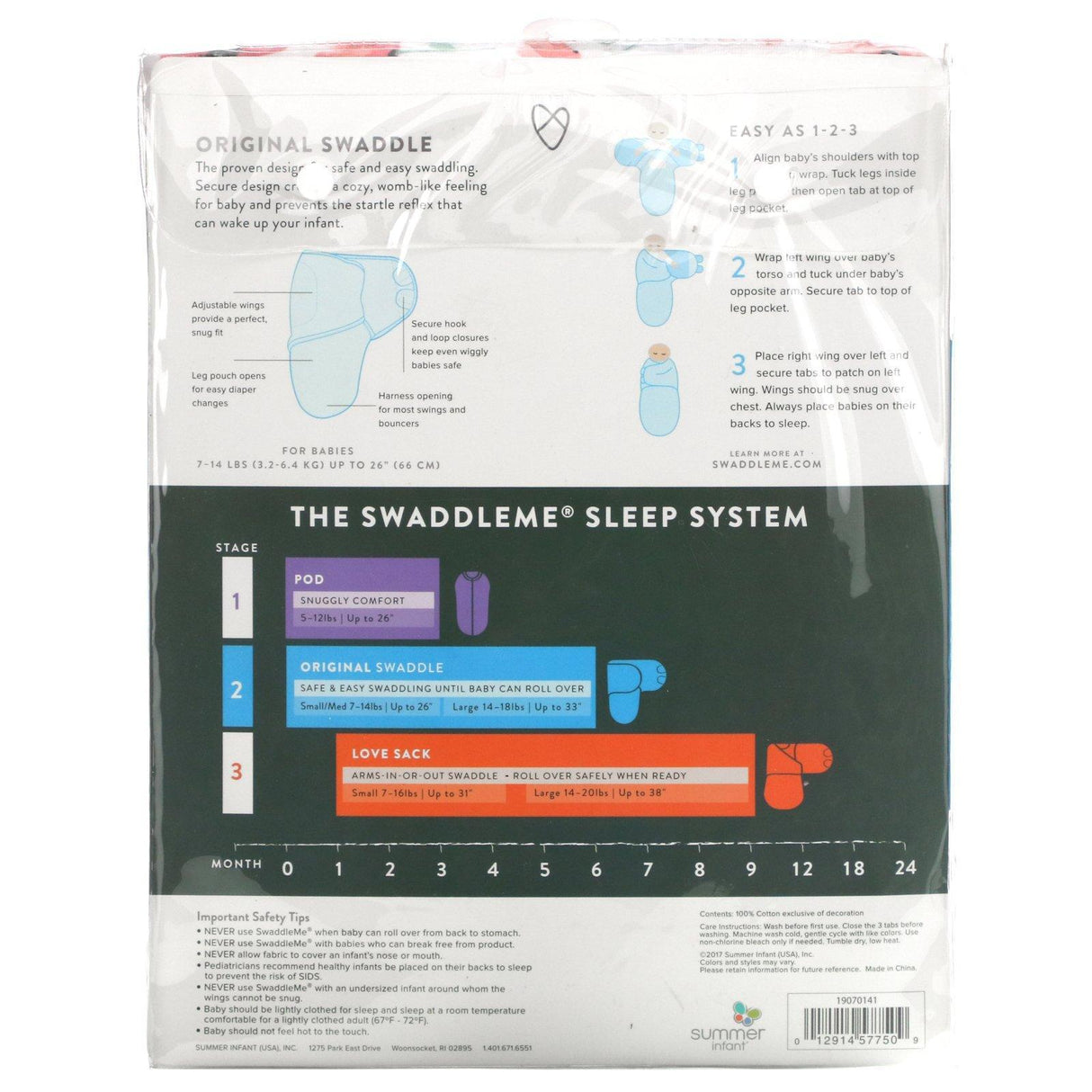 Summer Infant, SwaddleMe, Original Swaddle, Small/Medium, 0-3 Months, Floral, 5 Pack - Supply Center USA