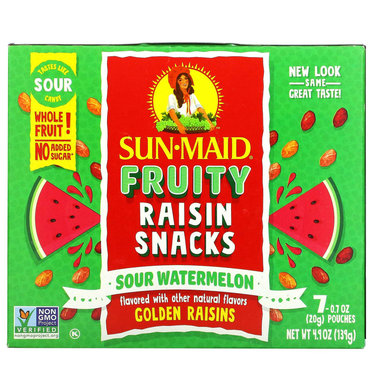 Sun-Maid, Fruity Raisin Snacks, Sour Blue Raspberry, 7 Pouches, 0.7 oz (20 g) Each - Supply Center USA
