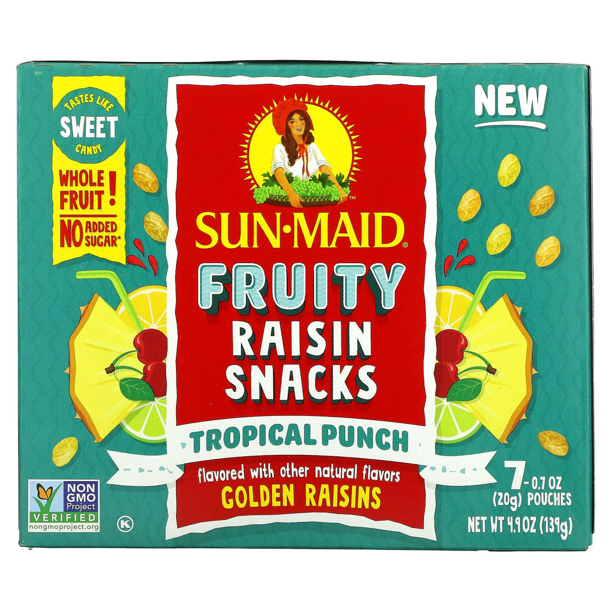 Sun-Maid, Fruity Raisin Snacks, Sour Blue Raspberry, 7 Pouches, 0.7 oz (20 g) Each - Supply Center USA