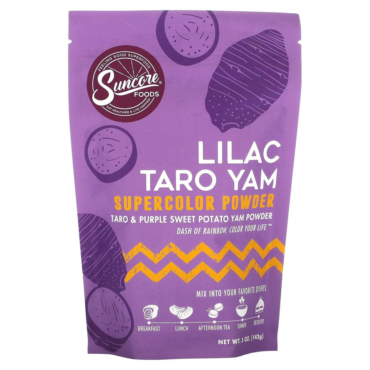 Suncore Foods, Lilac Taro Yam Supercolor Powder, Taro & Purple Sweet Potato Yam, 5 oz (142 g) - Supply Center USA