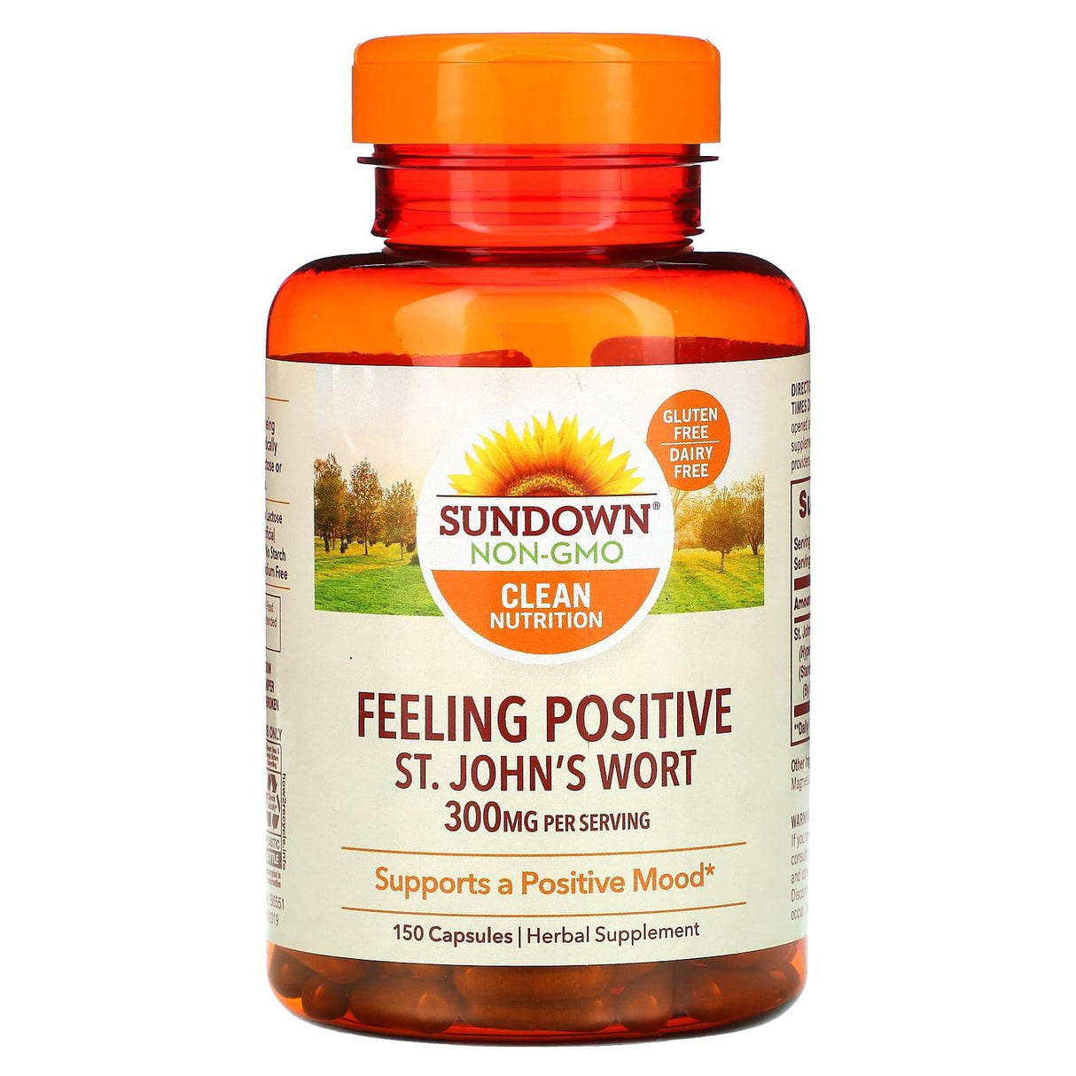 Sundown Naturals, Feeling Positive, St. John's Wort, 150 mg, 150 Capsules - Supply Center USA