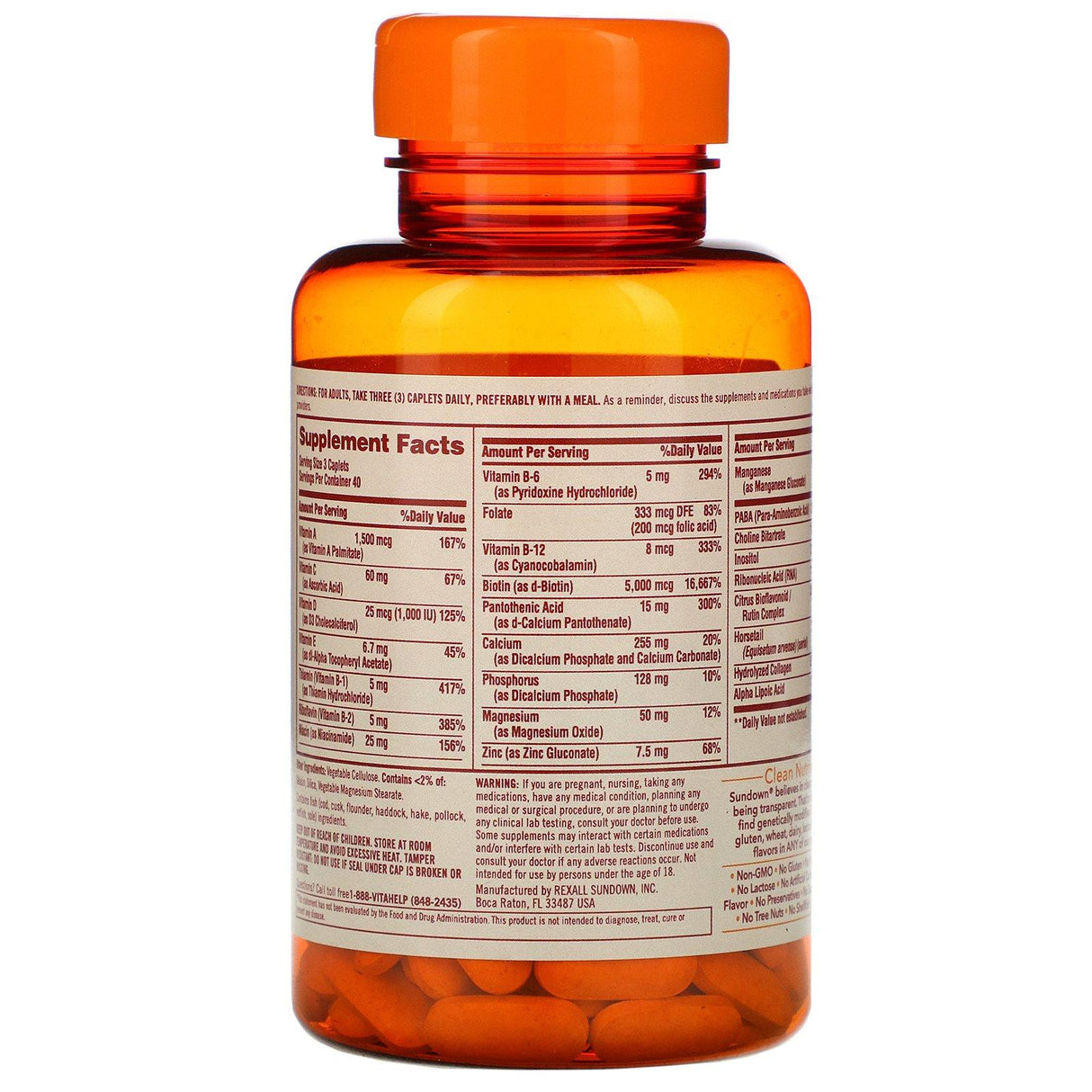 Sundown Naturals, Hair, Skin & Nails, 120 Caplets - Supply Center USA