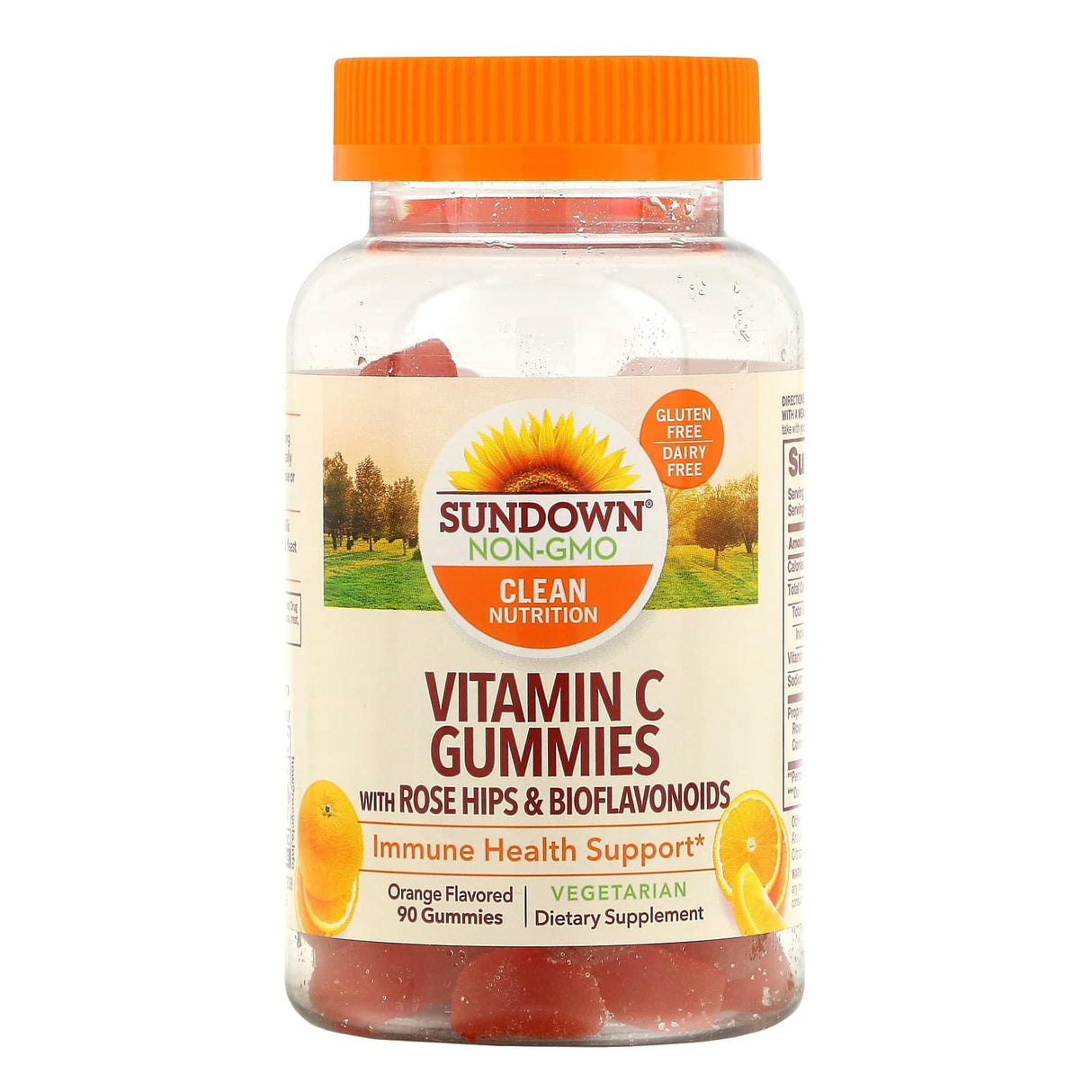 Sundown Naturals, Vitamin C Gummies with Rose Hips & Bioflavonoids, Orange Flavored, 90 Gummies - Supply Center USA