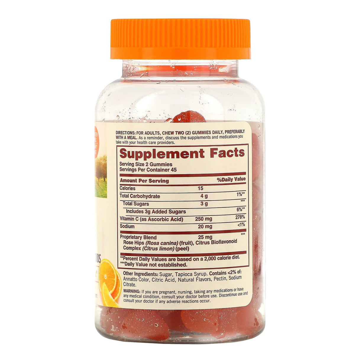 Sundown Naturals, Vitamin C Gummies with Rose Hips & Bioflavonoids, Orange Flavored, 90 Gummies - Supply Center USA