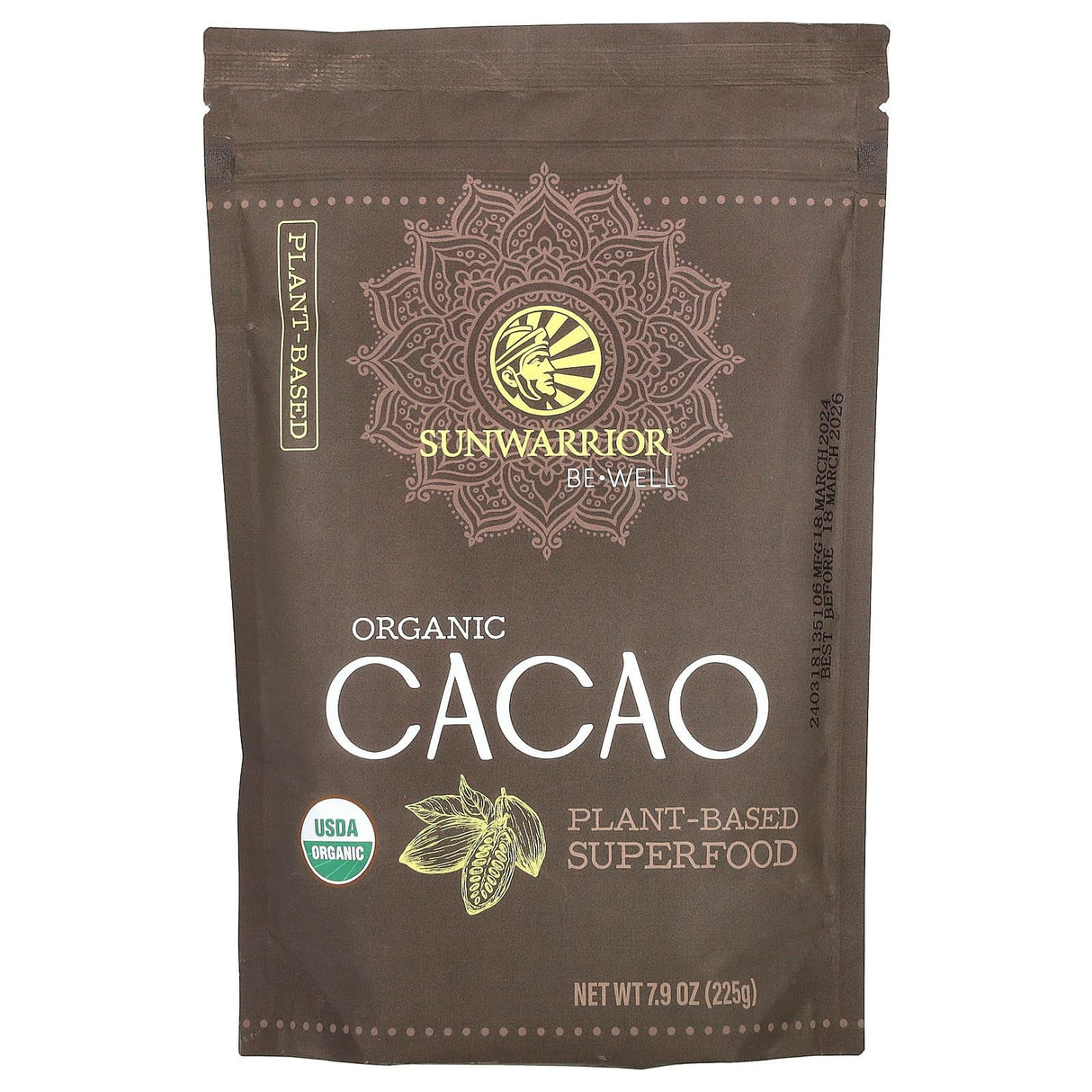 Sunwarrior, Be Well, Organic Cacao, 7.9 oz (225 g) - Supply Center USA