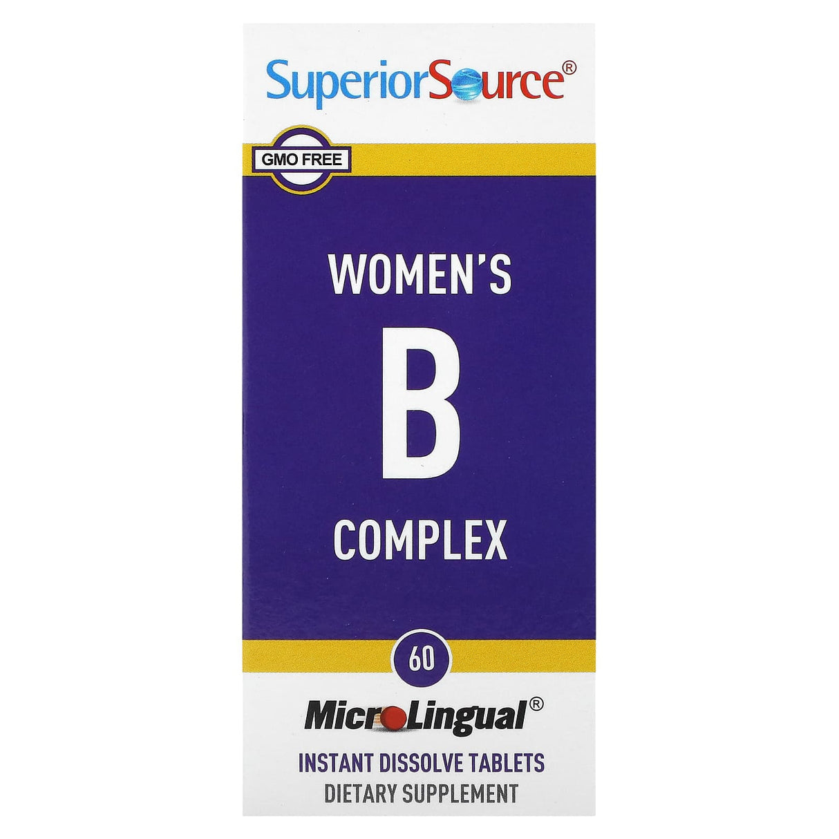 Superior Source, Women's B Complex, 60 MicroLingual Instant Dissolve Tablets - Supply Center USA