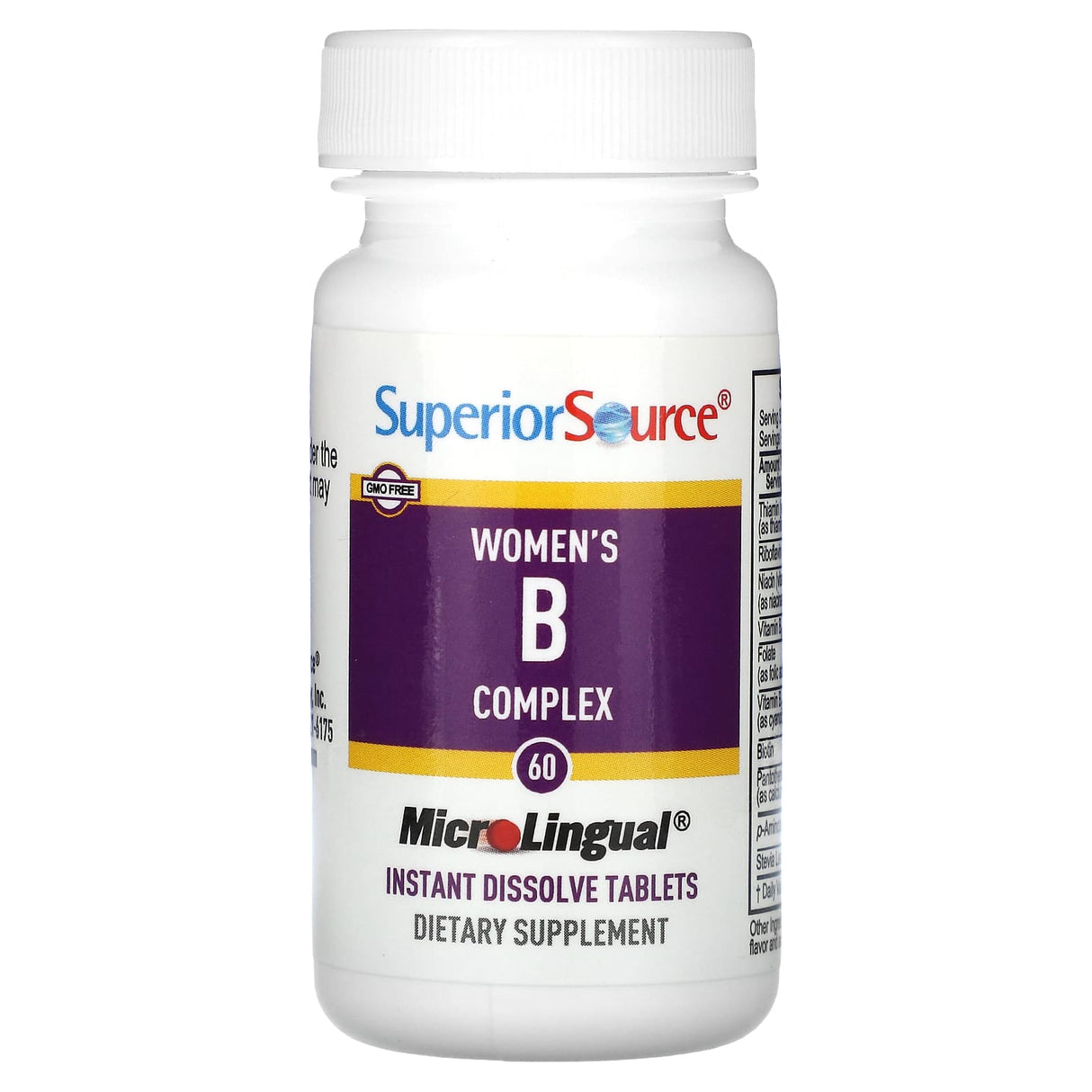 Superior Source, Women's B Complex, 60 MicroLingual Instant Dissolve Tablets - Supply Center USA