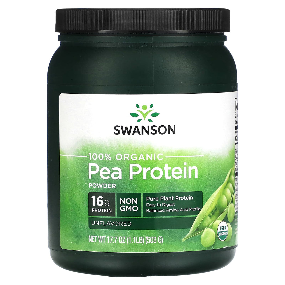 Swanson, 100% Organic Pea Protein Powder, Unflavored, 1.1 oz (503 g) - Supply Center USA