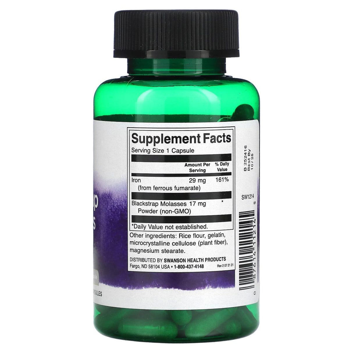 Swanson, Blackstrap Molasses With Iron, 120 Capsules - Supply Center USA
