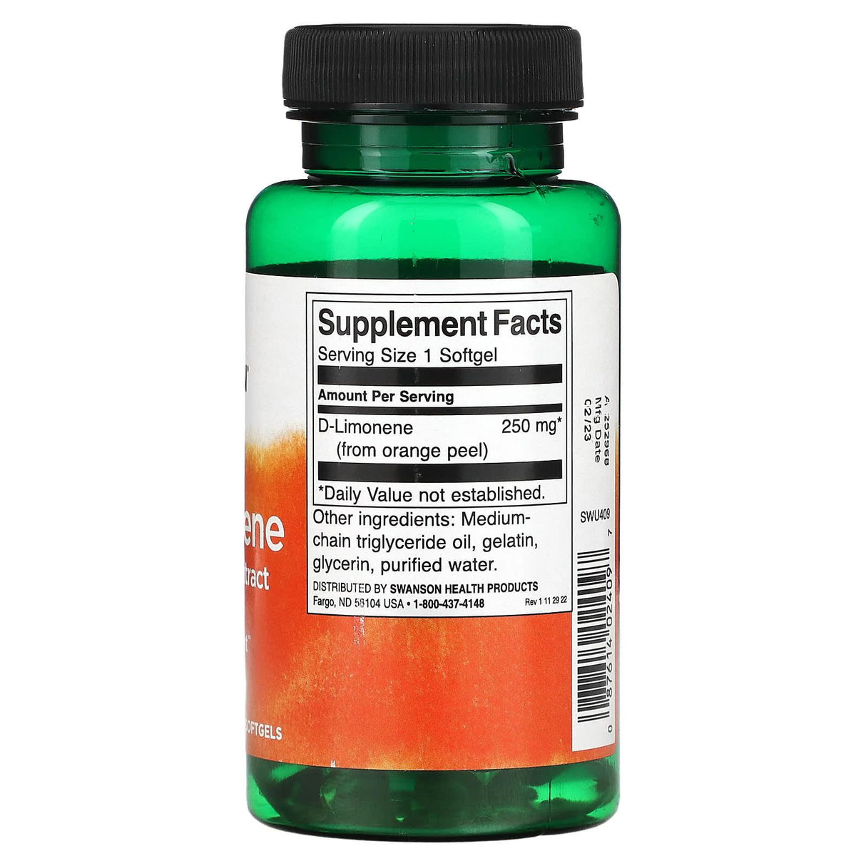 Swanson, D-Limonene, Orange Peel Extract , 250 mg , 60 Softgels - Supply Center USA