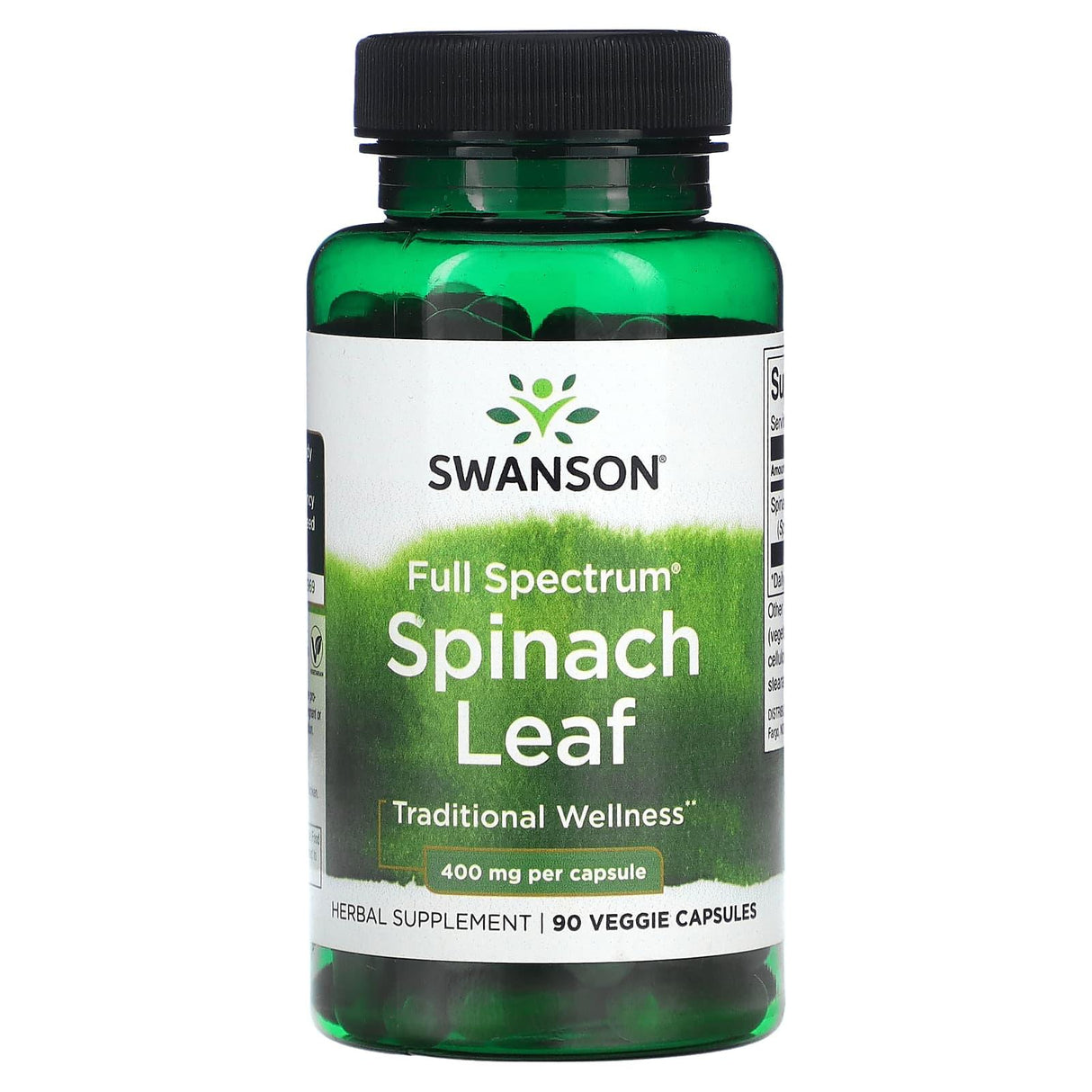 Swanson, Full Spectrum Spinach Leaf, 400 mg, 90 Veggie Capsules - Supply Center USA