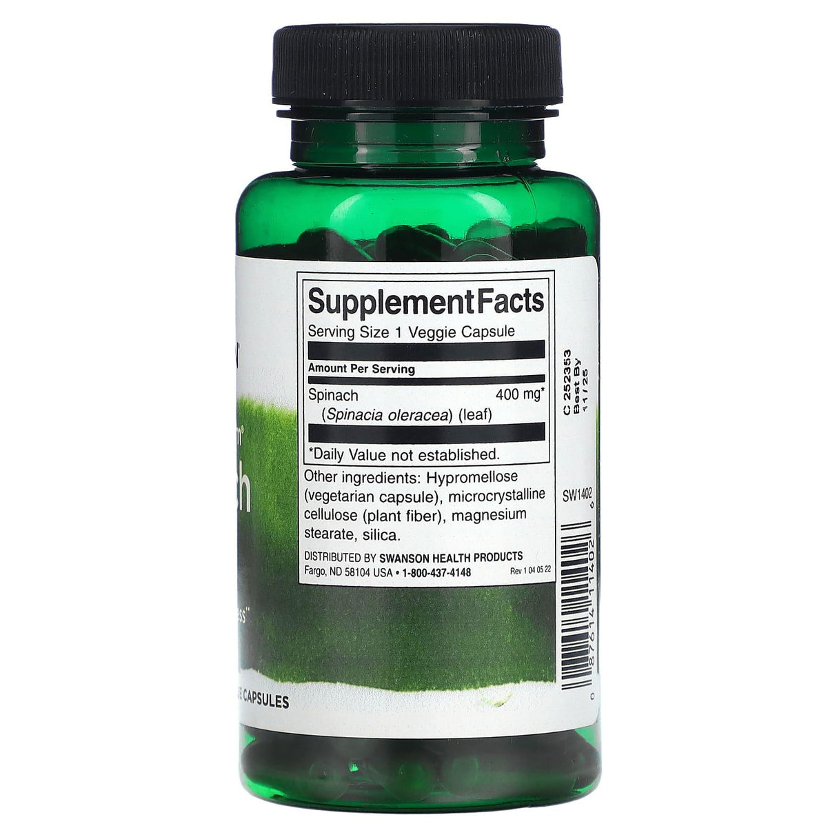 Swanson, Full Spectrum Spinach Leaf, 400 mg, 90 Veggie Capsules - Supply Center USA