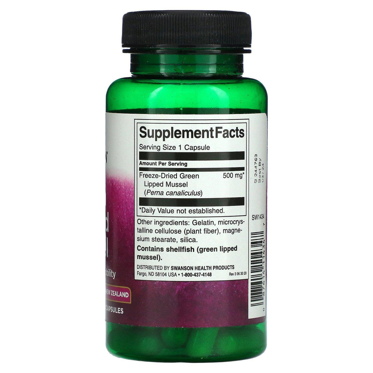 Swanson, Green Lipped Mussel, 500 mg, 60 Capsules - Supply Center USA