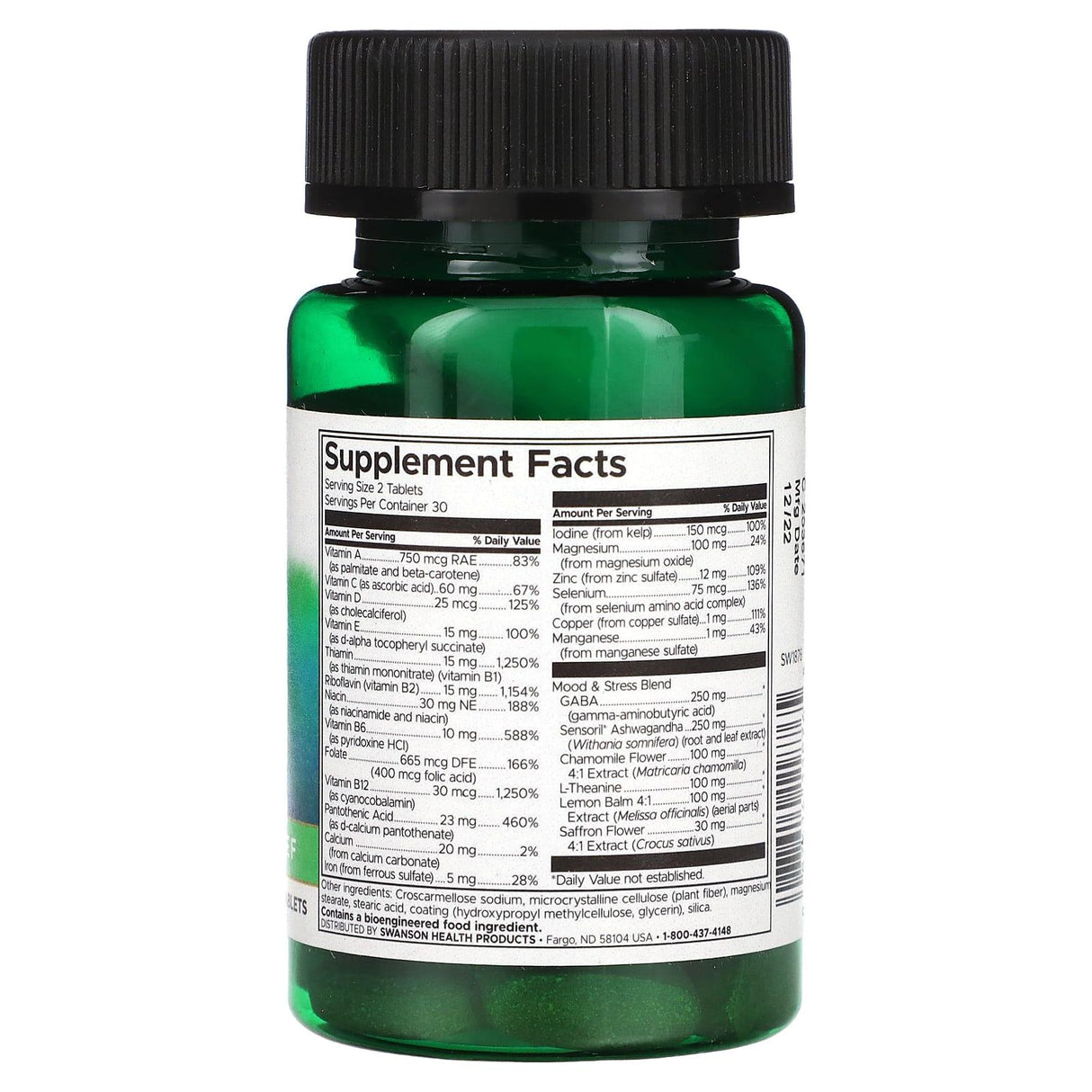 Swanson, Multi with Iron + Stress Relief, 60 Tablets - Supply Center USA