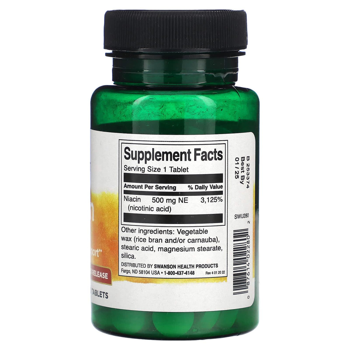 Swanson, Niacin, Sustained Release, 500 mg, 90 Tablets - Supply Center USA