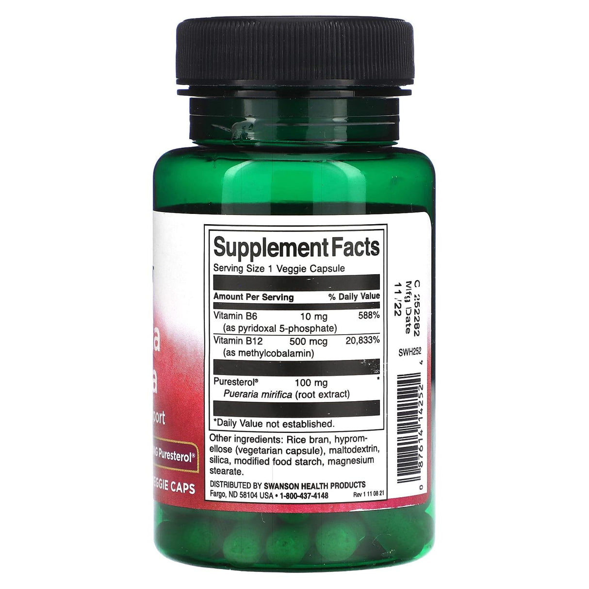 Swanson, Pueraria Mirifica with Vitamins B6 & B12, 60 Veggie Caps - Supply Center USA