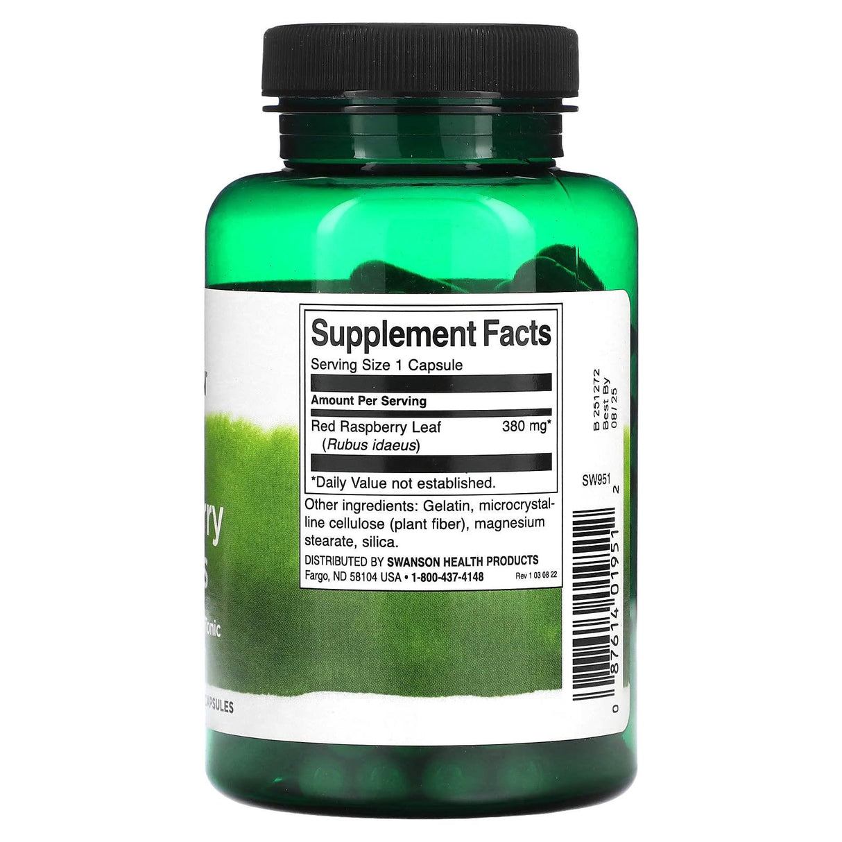 Swanson, Red Raspberry Leaves, 380 mg, 100 Capsules - Supply Center USA