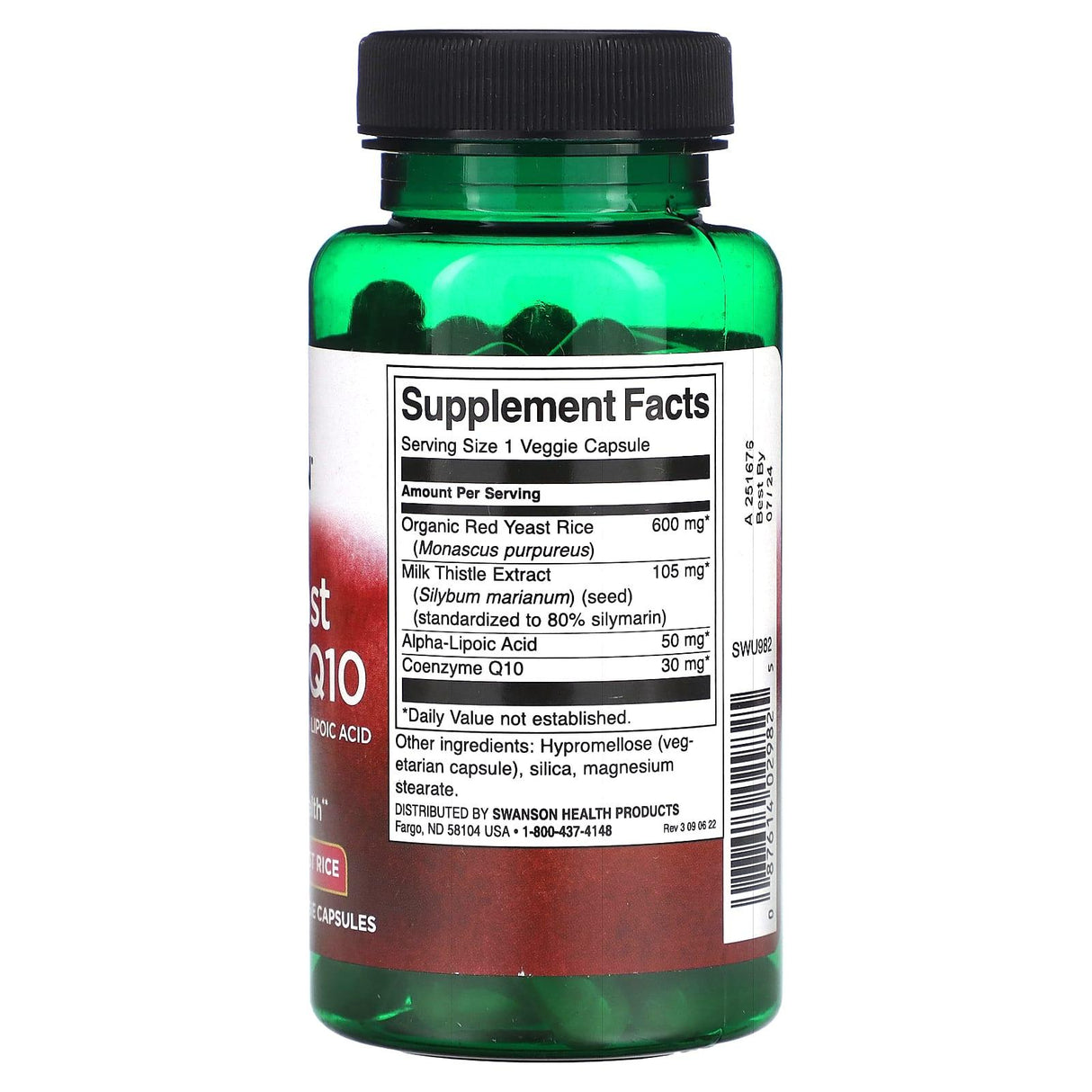 Swanson, Red Yeast Rice & CoQ10 with Milk Thistle and Alpha Lipoic Acid, 60 Veggie Capsules - Supply Center USA