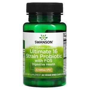 Swanson, Ultimate 16 Strain Probiotic With FOS, 3.2 Billion CFU, 60 Veggie EMBO Caps AP - Supply Center USA
