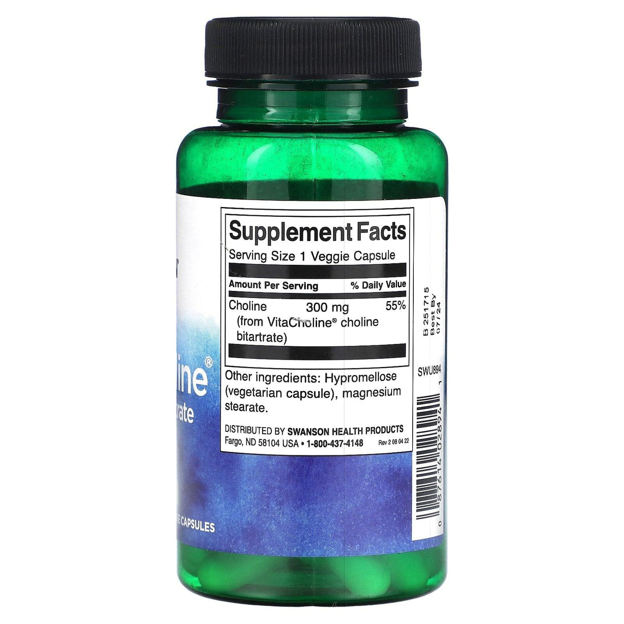 Swanson, VitaCholine Choline Bitartrate, 300 mg, 60 Veggie Capsules - Supply Center USA