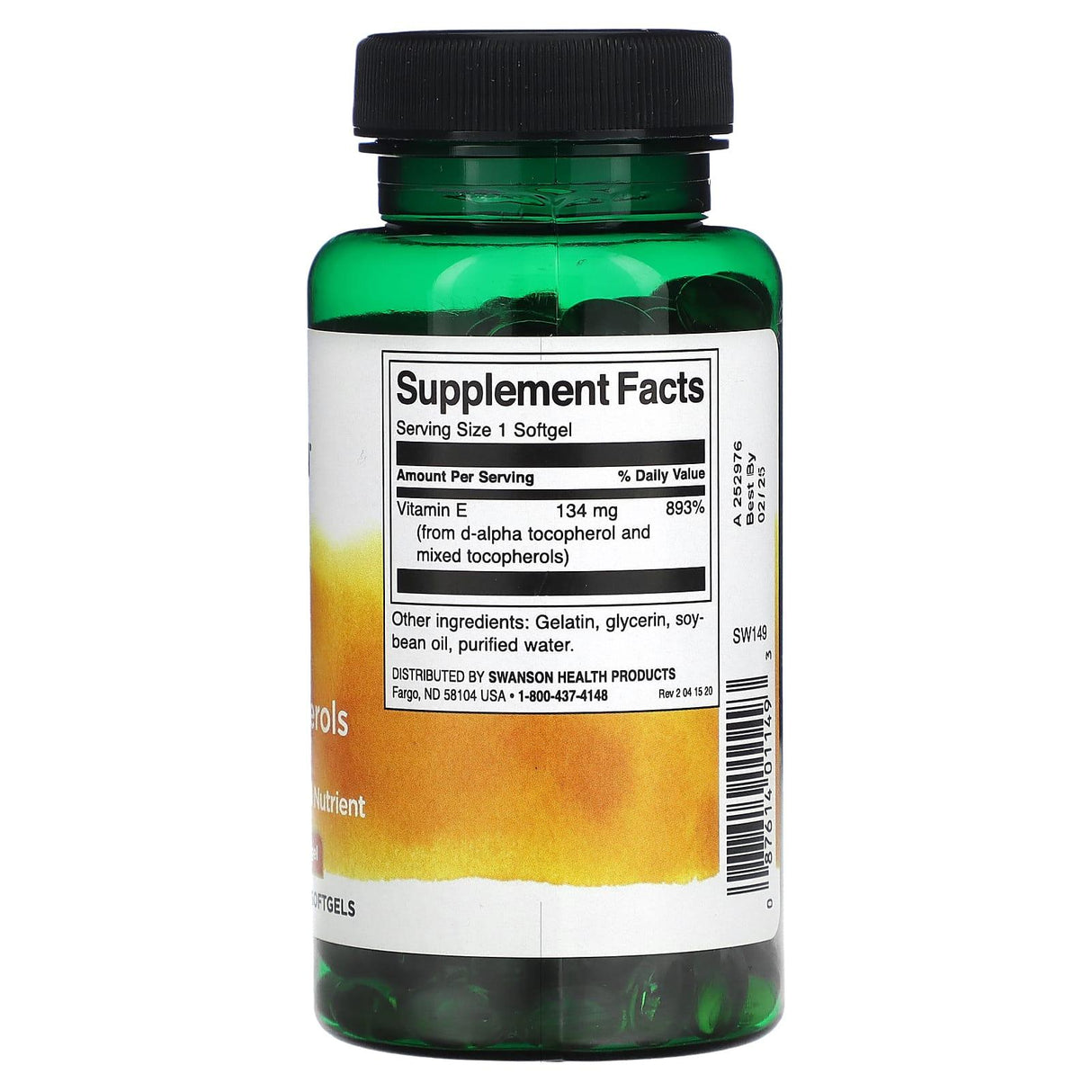 Swanson, Vitamin E Mixed Tocopherols, 1,200 IU (34 mg), 250 Softgels - Supply Center USA
