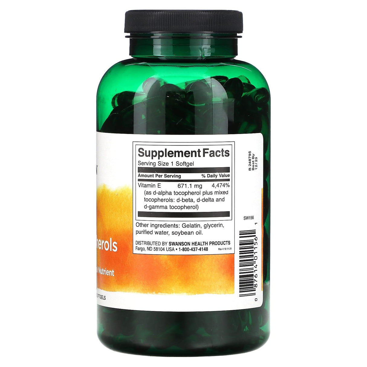 Swanson, Vitamin E Mixed Tocopherols, 1,200 IU (34 mg), 250 Softgels - Supply Center USA