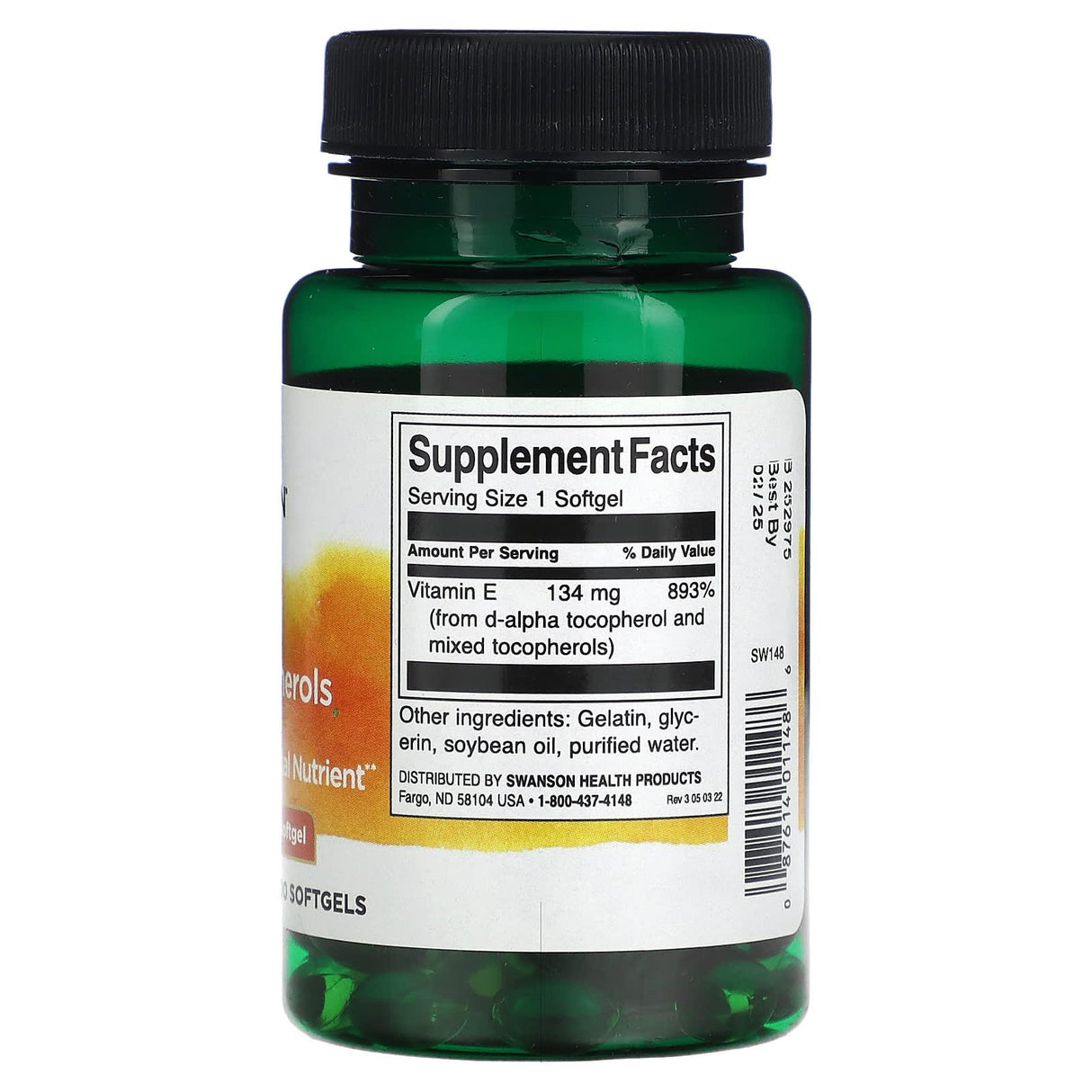 Swanson, Vitamin E Mixed Tocopherols, 1,200 IU (34 mg), 250 Softgels - Supply Center USA